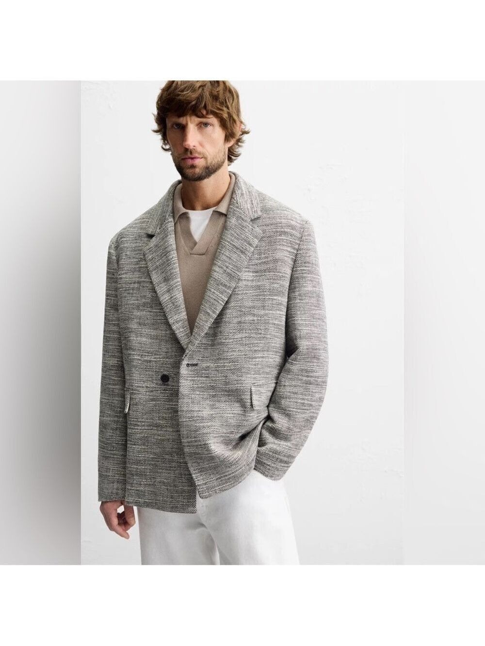 NWOT Zara DOUBLE BREASTED TEXTURED WEAVE JACKET